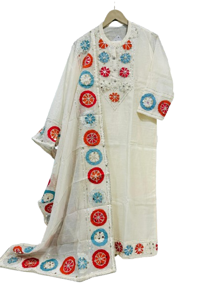 Premium mul chanderi full suit set with beautiful detailing