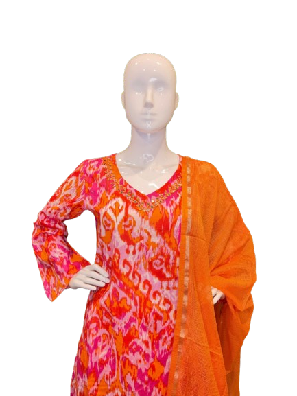 Premium cotton V neck suit set