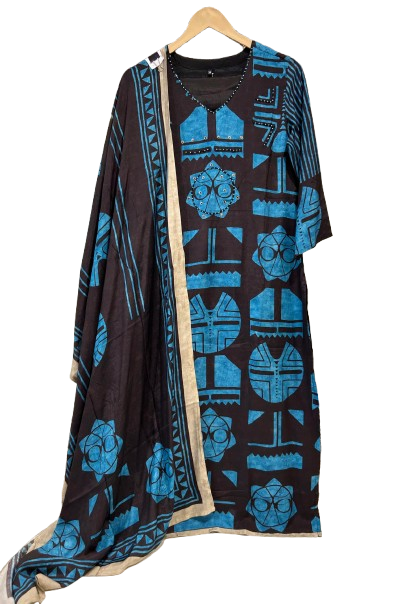 Premium pure muslin silk V neck suit set