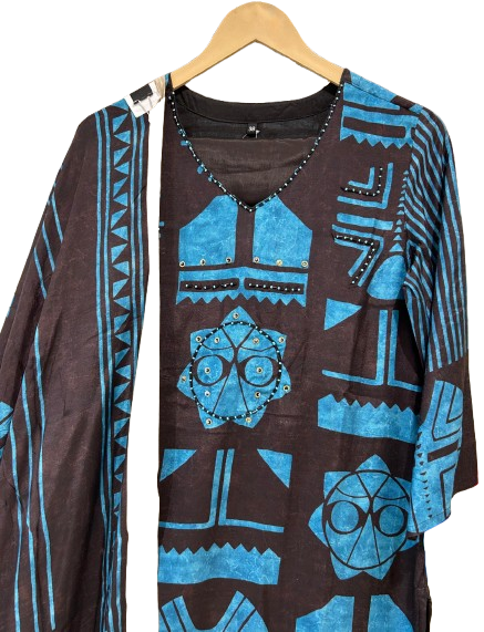 Premium pure muslin silk V neck suit set