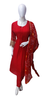 Pretty premium dola silk suit paired with Georgette dupatta