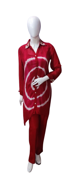 Pure chinon co-ord with inner embellished yoke