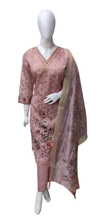 Chanderi silk Banarasi dupatta suit set