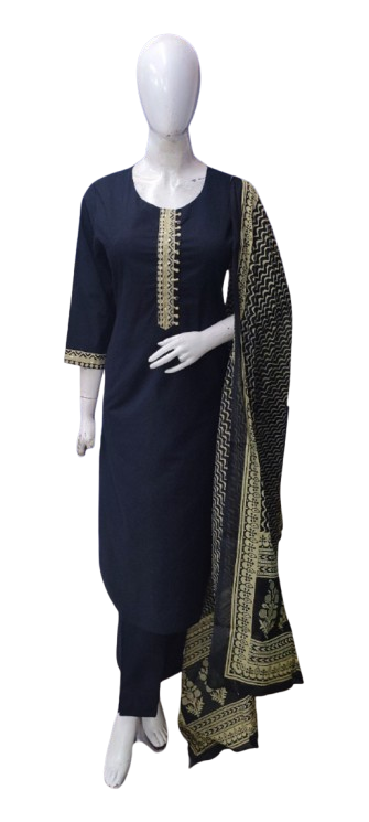 Pretty cotton kurta with pocket and paired with mul dupatta