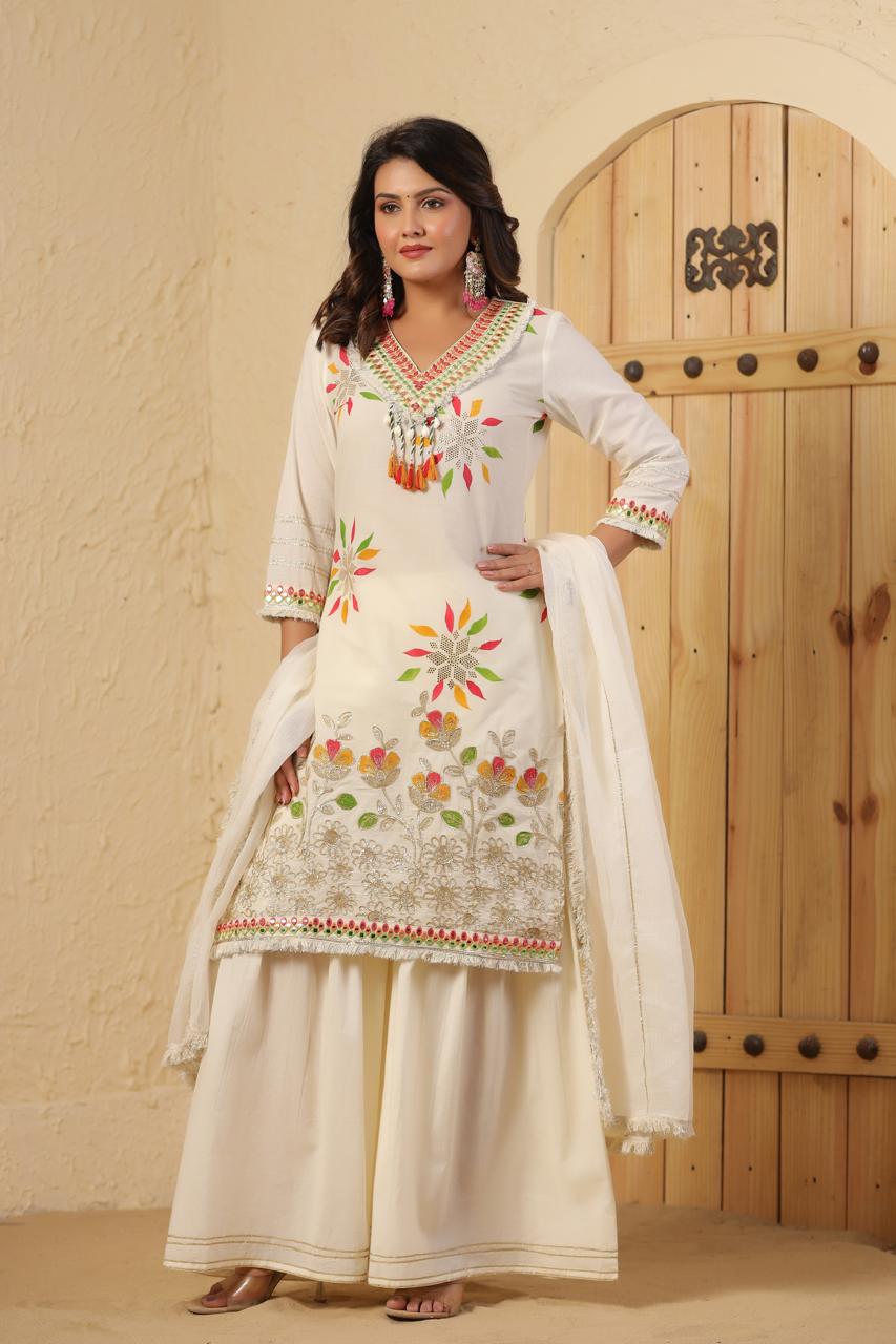 Premium mul cotton fully embellished