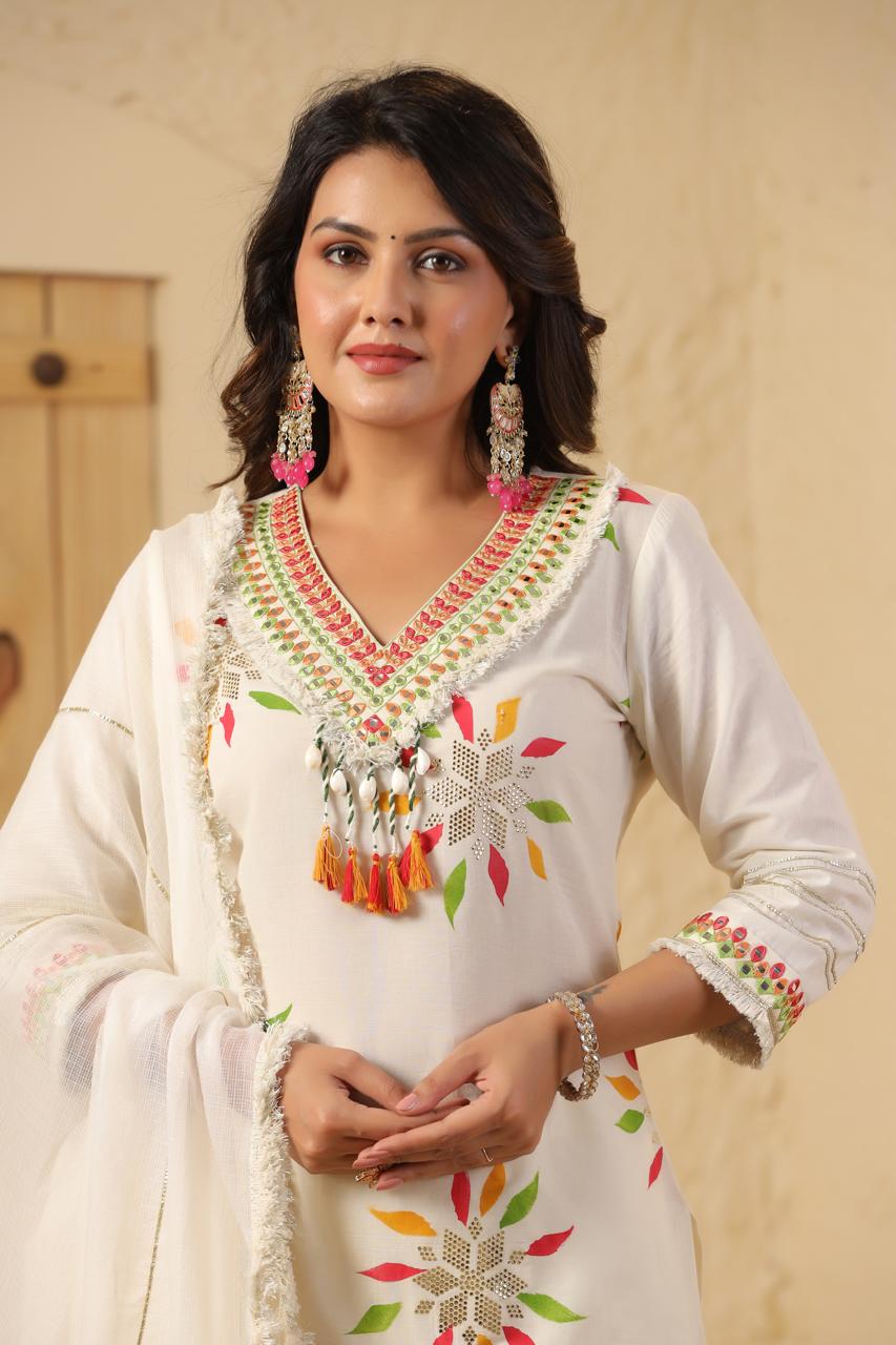 Premium mul cotton fully embellished