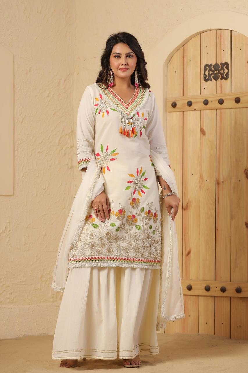 Premium mul cotton fully embellished