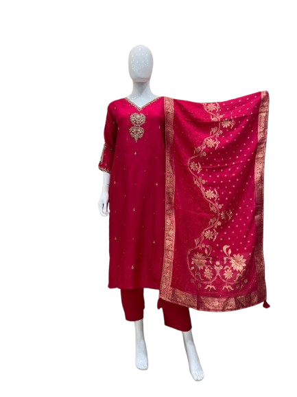 Premium dola silk with gorgeous hand work detailing