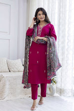 Pure muslin silk suit set with brassso dupatta