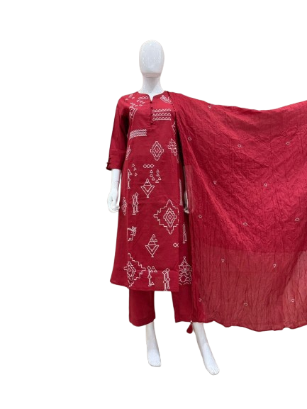 Pretty cotton embroidered suit set