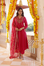 Pretty red stylish silk suit set