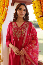 Pretty red stylish silk suit set