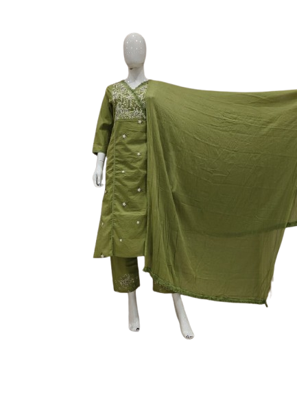 Premium cotton embroidered suit set