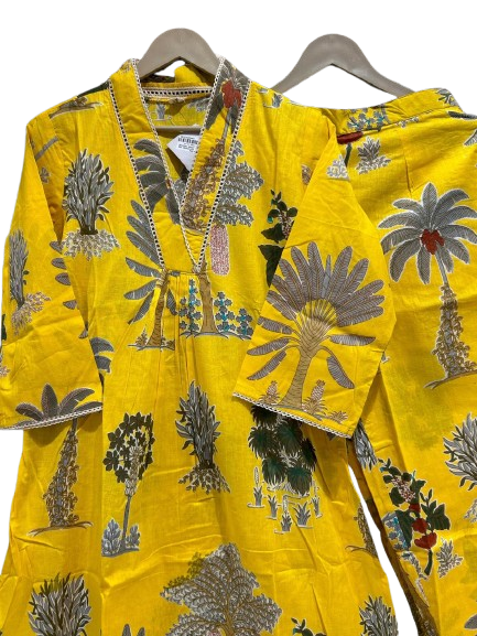 Pure cotton V neck co ord set