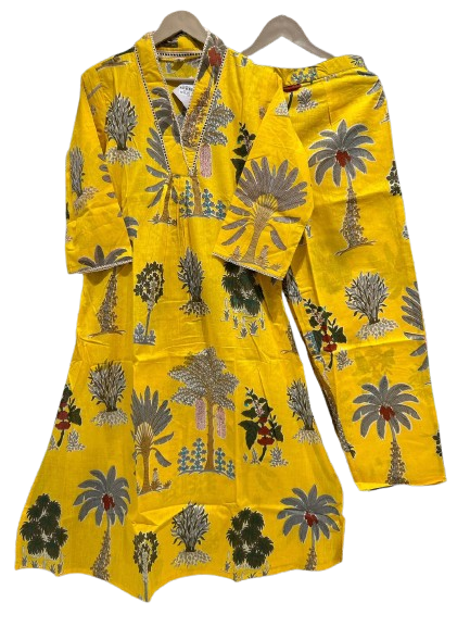 Pure cotton V neck co ord set