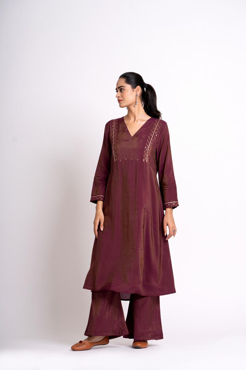 Pretty fancy silk shimmer fabric co ord set