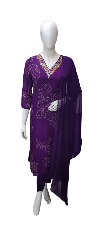 Super fine pure chinon V neck suit set