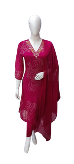 Super fine pure chinon V neck suit set