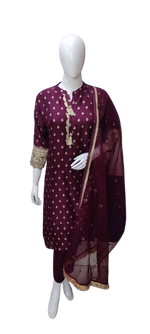 Pretty silk suit set with intricate detailing