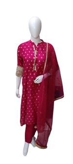 Pretty silk suit set with intricate detailing