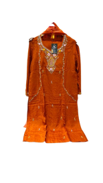Pretty dola silk stylish embellished full suit comes with bell sleeves