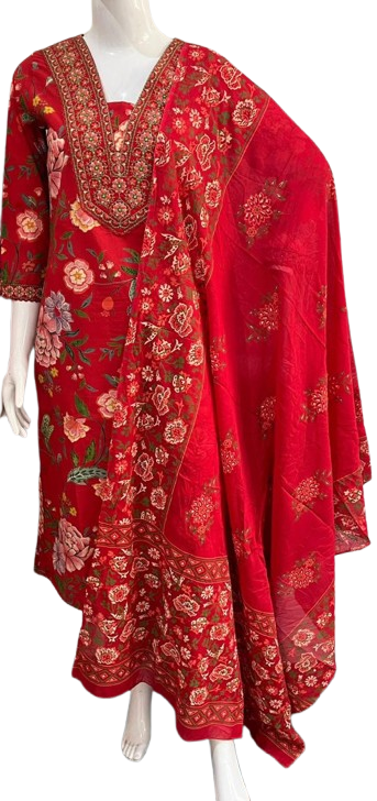 Pretty cotton V neck full suit set