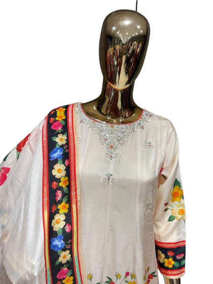 Premium dola silk lining digital printed suit set