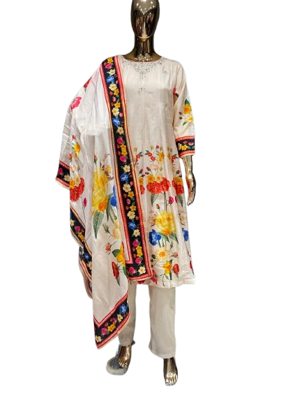Premium dola silk lining digital printed suit set