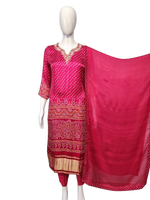 Pure gaji silk lakri patta suit set