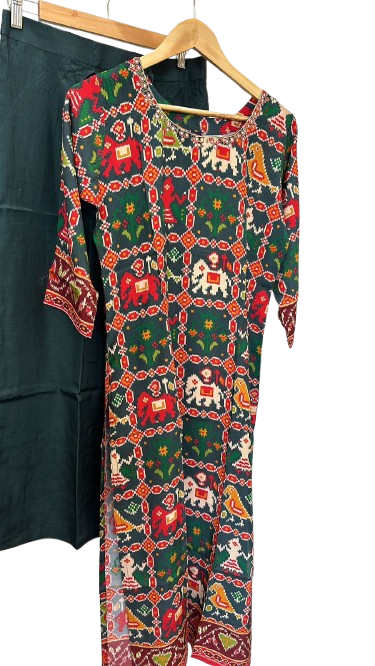 Wow gaji muslin silk Patola kurta pant