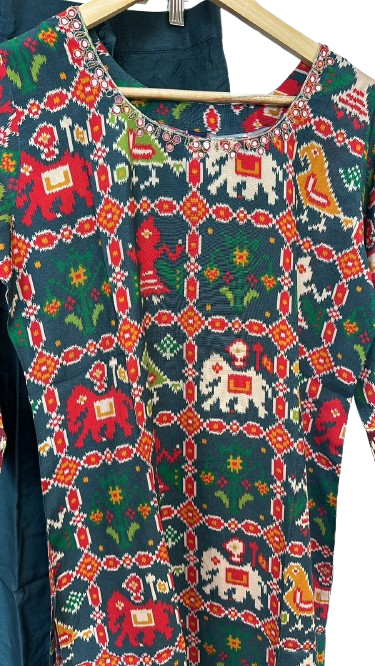 Wow gaji muslin silk Patola kurta pant