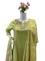 Beautiful shimmer tissue suit set with pretty handwork