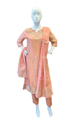 Beautiful shimmer tissue suit set with pretty handwork