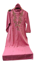 Pretty cotton embroidered pink suit set
