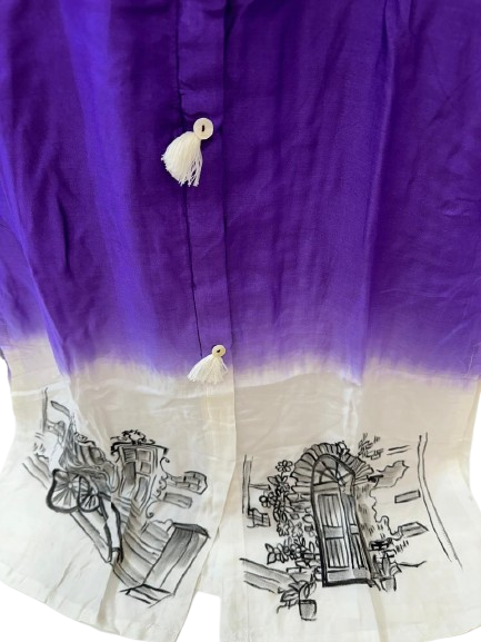 Pure muslin silk brush painted Co ord set