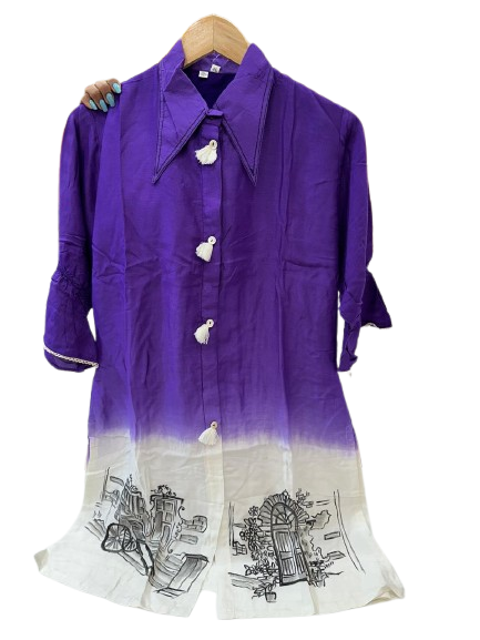 Pure muslin silk brush painted Co ord set