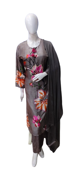 Premium dola silk digital printed suit set