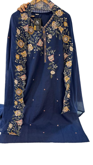 Pretty cotton embroidered suit set