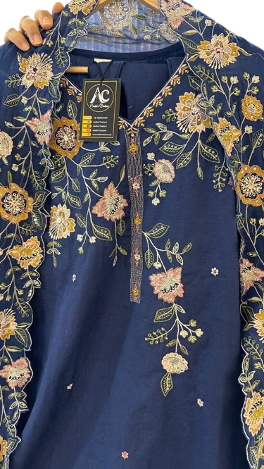 Pretty cotton embroidered suit set