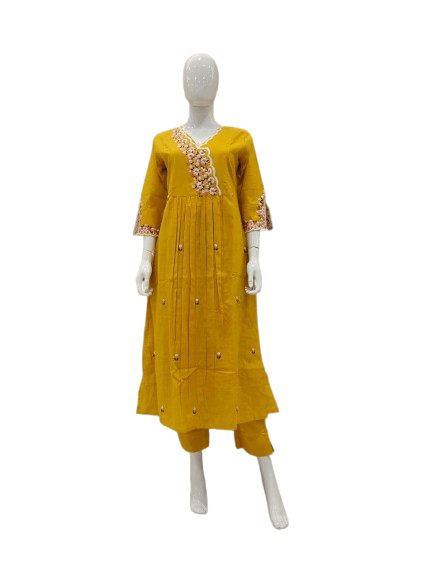 L Premium embroidery cotton kurta pant