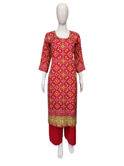 Wow gaji muslin silk bandhani kurta pant