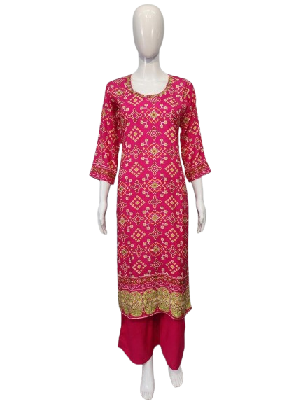 Wow gaji muslin silk bandhani kurta pant