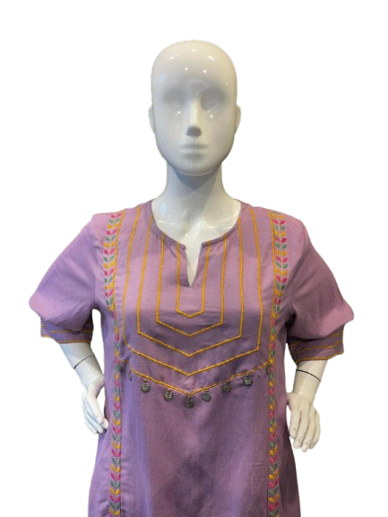 Pretty cotton embroidered kurta pant