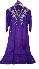 Premium dola silk handwork suit set paired with organza dupatta