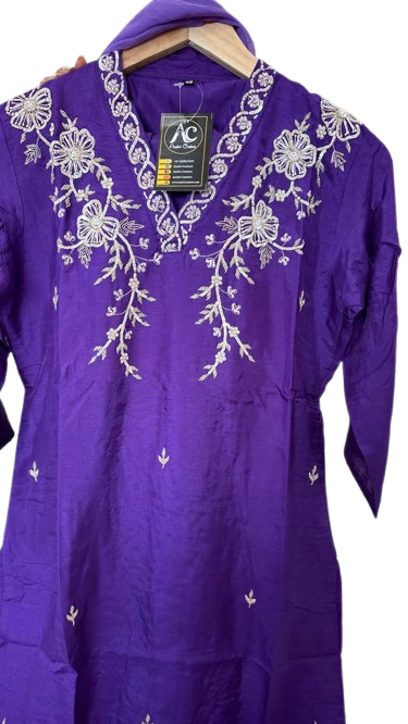 Premium dola silk handwork suit set paired with organza dupatta