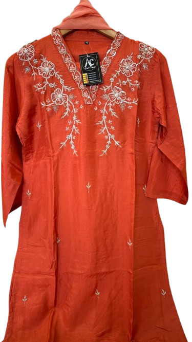 Premium dola silk handwork suit set paired with organza dupatta