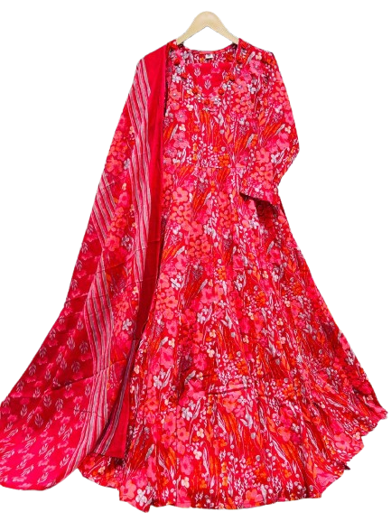 Pretty cotton Anarkali suit set