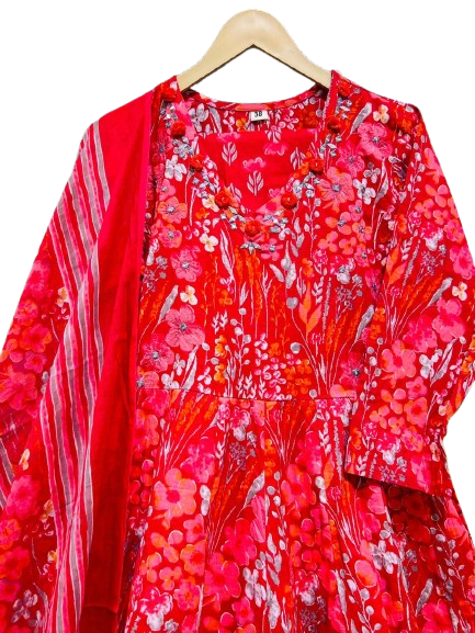 Pretty cotton Anarkali suit set