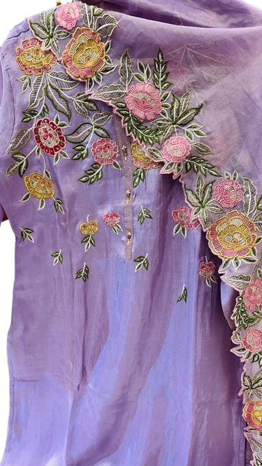 Shimmer tissue fully embroidered suit set