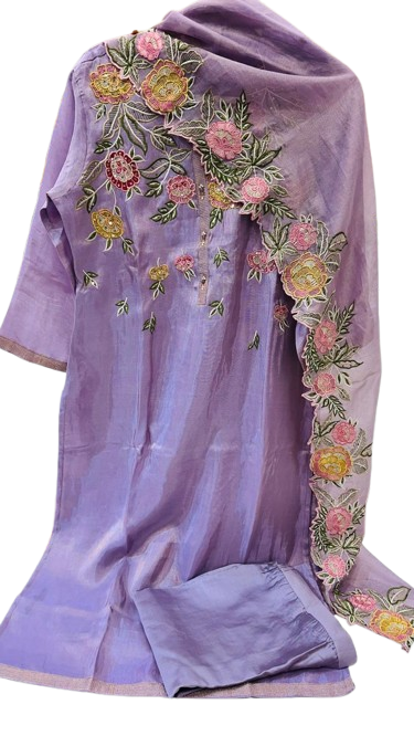 Shimmer tissue fully embroidered suit set